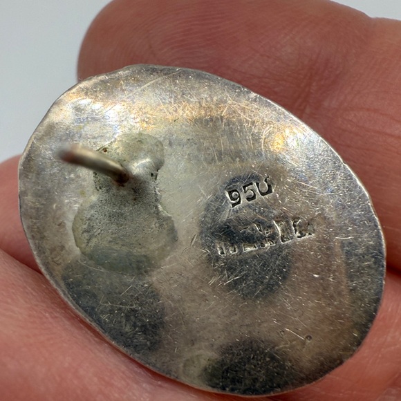 Sterling Silver Amber Oval Stud Earrings - Deep Orange - Picture 5 of 13